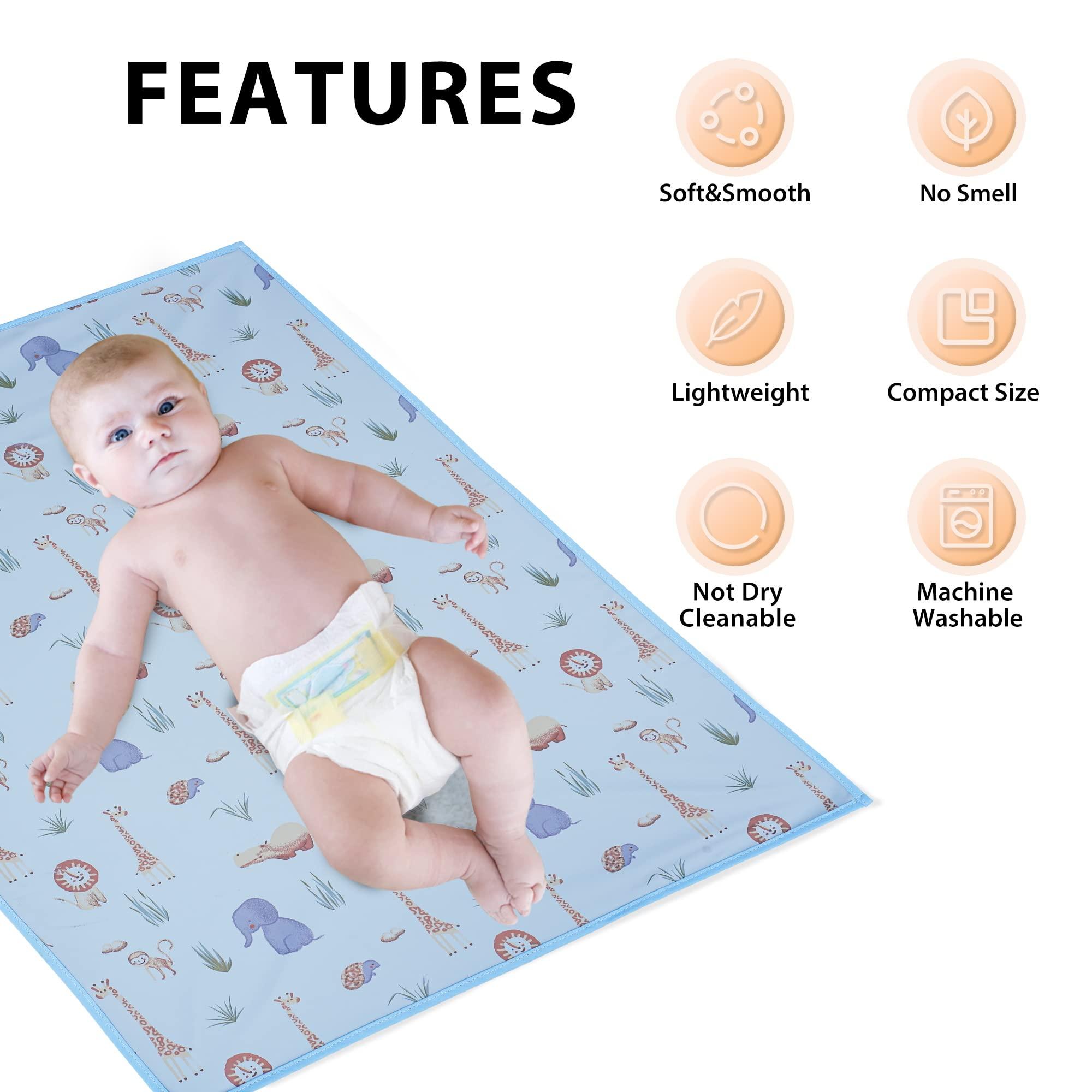 PHOEBUS BABY Vegan Leather Baby Changing Mat - Wipeable Portable Changing Pad, Foldable Travel Changing Mat for Baby, Newborns Toddlers Shower Gifts (Animal,20"*28")
