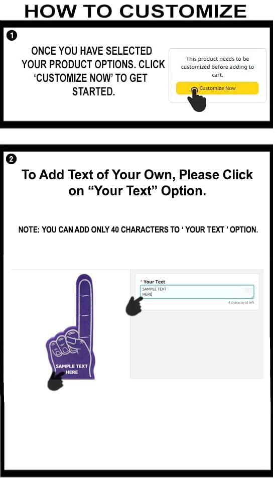 Greekgear Custom Foam Finger! Great for Bachelor & Bachelorette Parties, Athletics, Local Sport Events, Games, Parties and more - No Minimums Purple