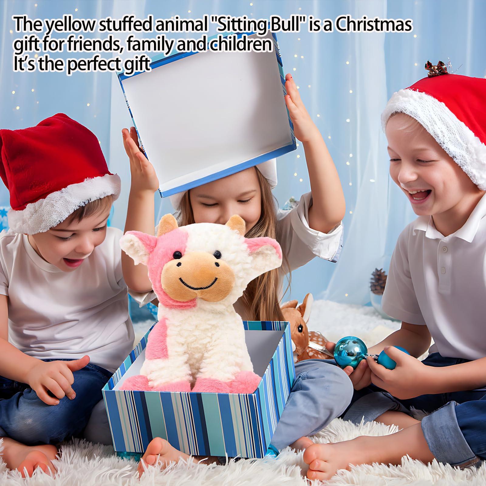 AUCOOMA AUCOOMA Cow Stuffed Animal Adorable Plush Pink Calf Fluffy Plush Doll Birthday Warm Gift for Kids Nursery Girls Toddlers Adults 9\"