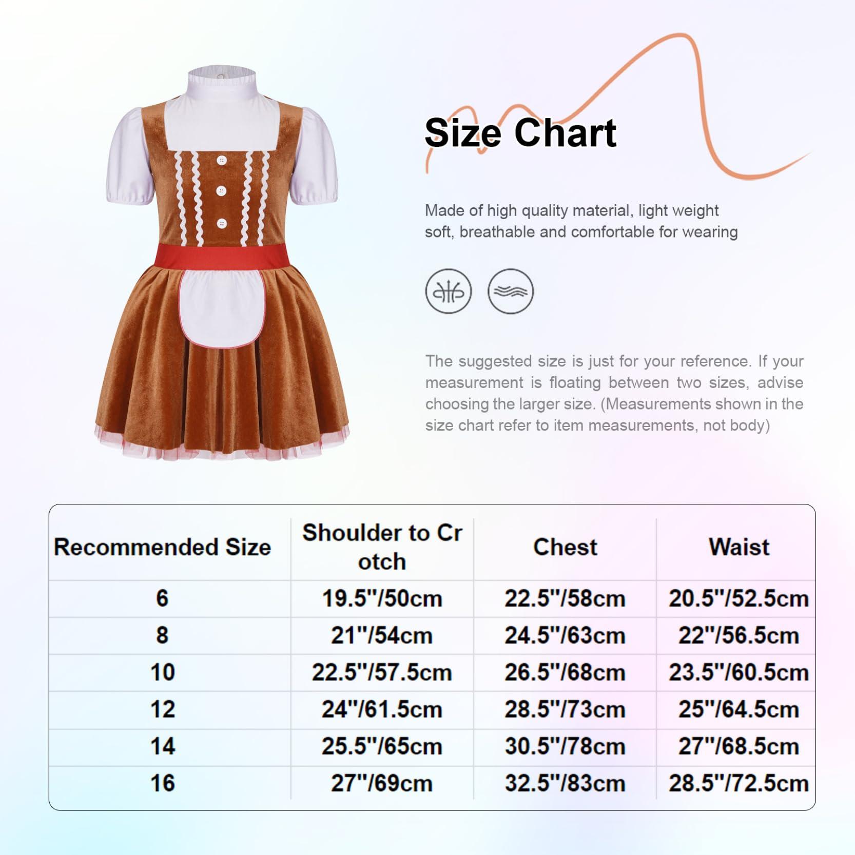 Lorilida Lorilida Girls Christmas Gingerbread Man Tutu Dress Brown Velvet Ball Gown Fancy Dress Up Bodysuit Brown 6 Years