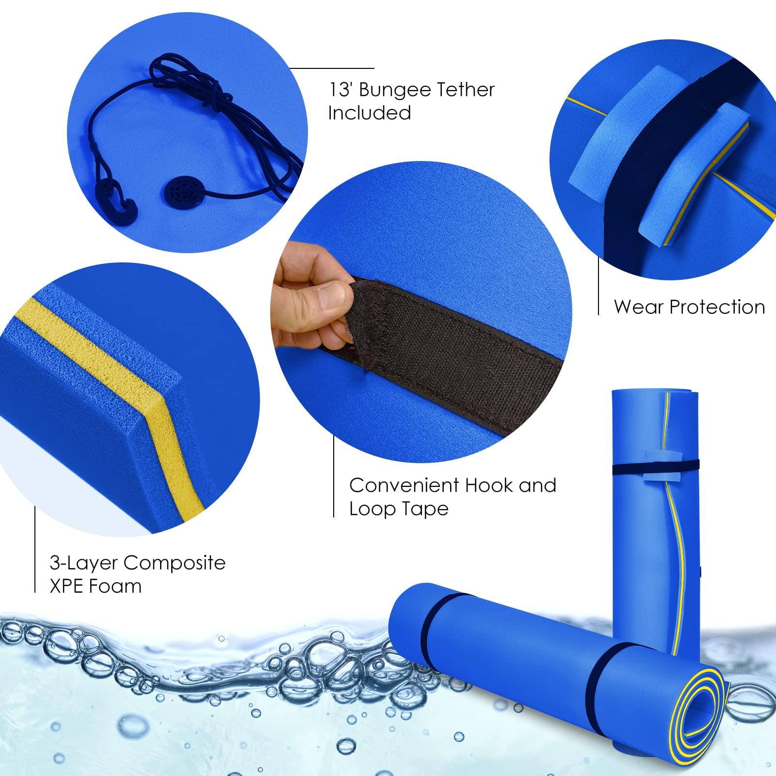 S AFSTAR S AFSTAR 12FT x 6FT Floating Water Mat, 3-Layer XPE Foam Floating Pad with Mooring Device & Roll-Up Straps, Floating Matt for 4-6 Person 880LBS Load, Lily Pad Floating Mat for Lake Pool (Navy)