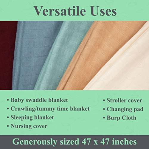 Ninni Co Ninni Co. Baby Swaddle Blanket 100% Viscose Bamboo Muslin Blanket Unisex Swaddle Wrap Soft Baby Blankets for Boys & Girls Breathable & Skin Friendly Newborn Blanket 47 x 47 inches (Maroon)