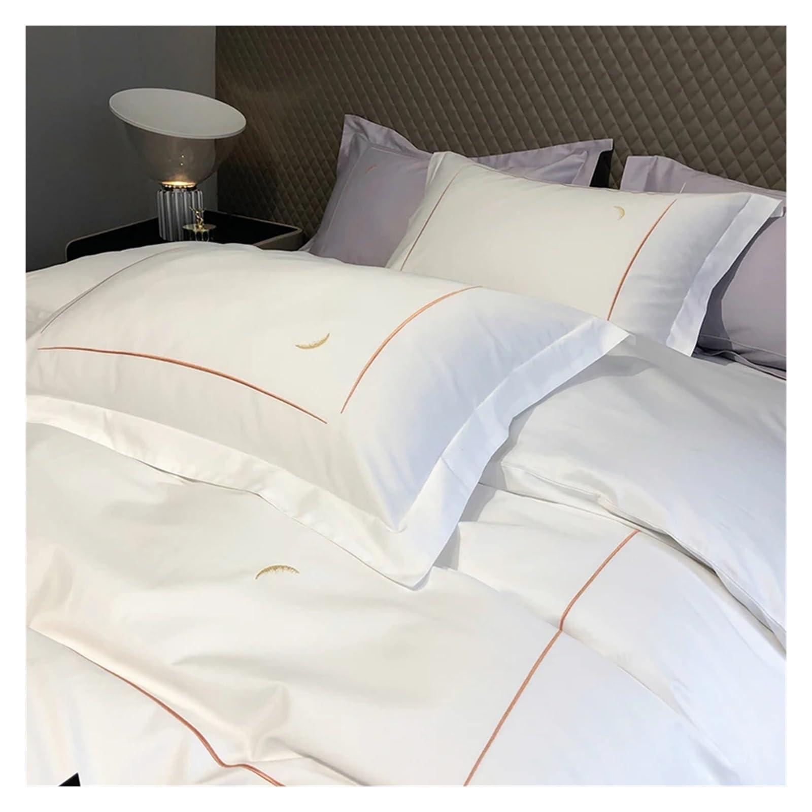 VSVE VSVE Luxury 1000TC Egyptian Cotton Bedding Set 1 Lines Embroidery Duvet Cover Set with Sheet Covers Pillowcases Bed Linen Bedding