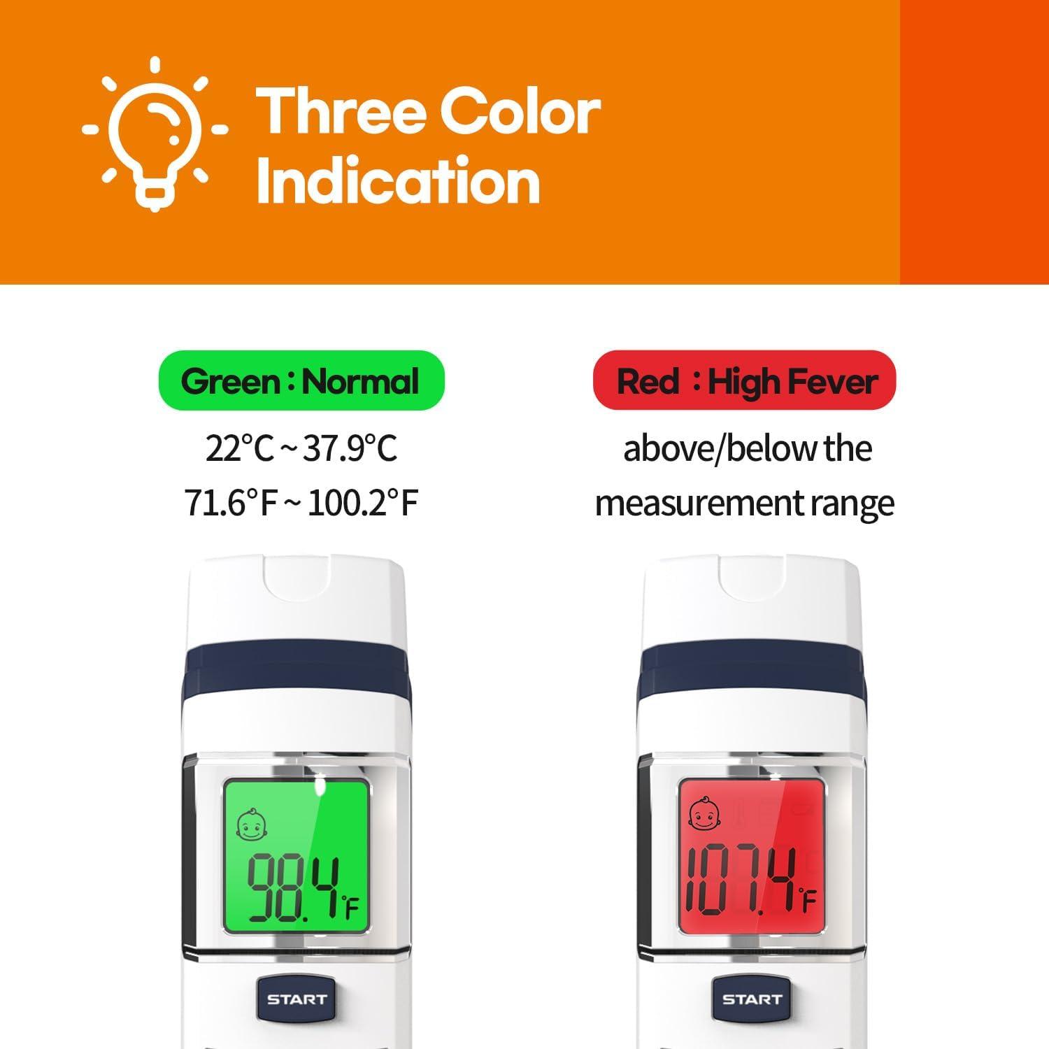 HuBDIC HubiBaby No-Touch Forehead Thermometer, Digital Infrared Thermometer for Adults and Kids, Baby Thermometer with Fever Alarm Fast and Accurate,Ideal for Whole Family (White)