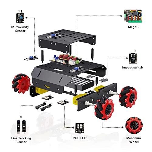 Makeblock Makeblock mBot Mega Robot Kit with Mecanum Wheels, Programmable Robotics Kit Compatible with Arduino IDE and Raspberry Pi for Teens & Adults, Robotics Gift for Learning Coding, Robotics, Electronics