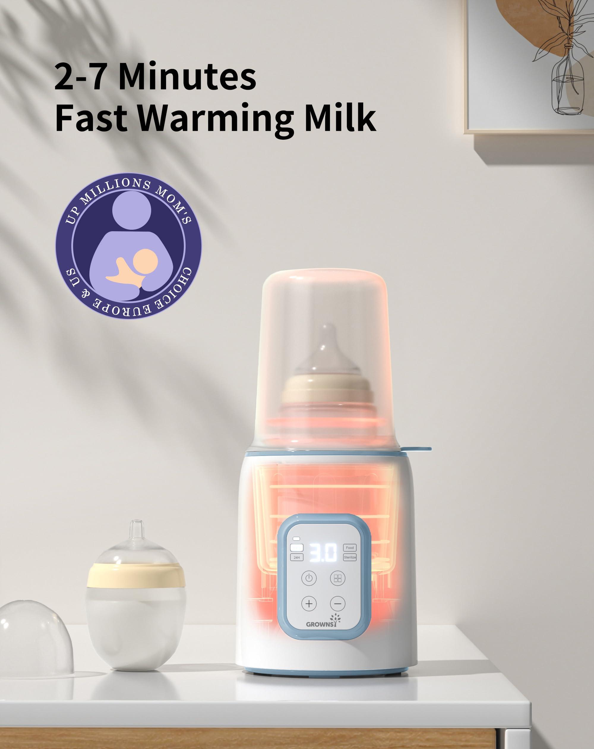 GROWNSY GROWNSY Bottle Warmer, 8-in-1 Fast Baby Milk Warmer with Timer for Breastmilk or Formula, Accurate Temperature Control, Multifunctional Baby Bottle Warmers for All Bottles- Blue