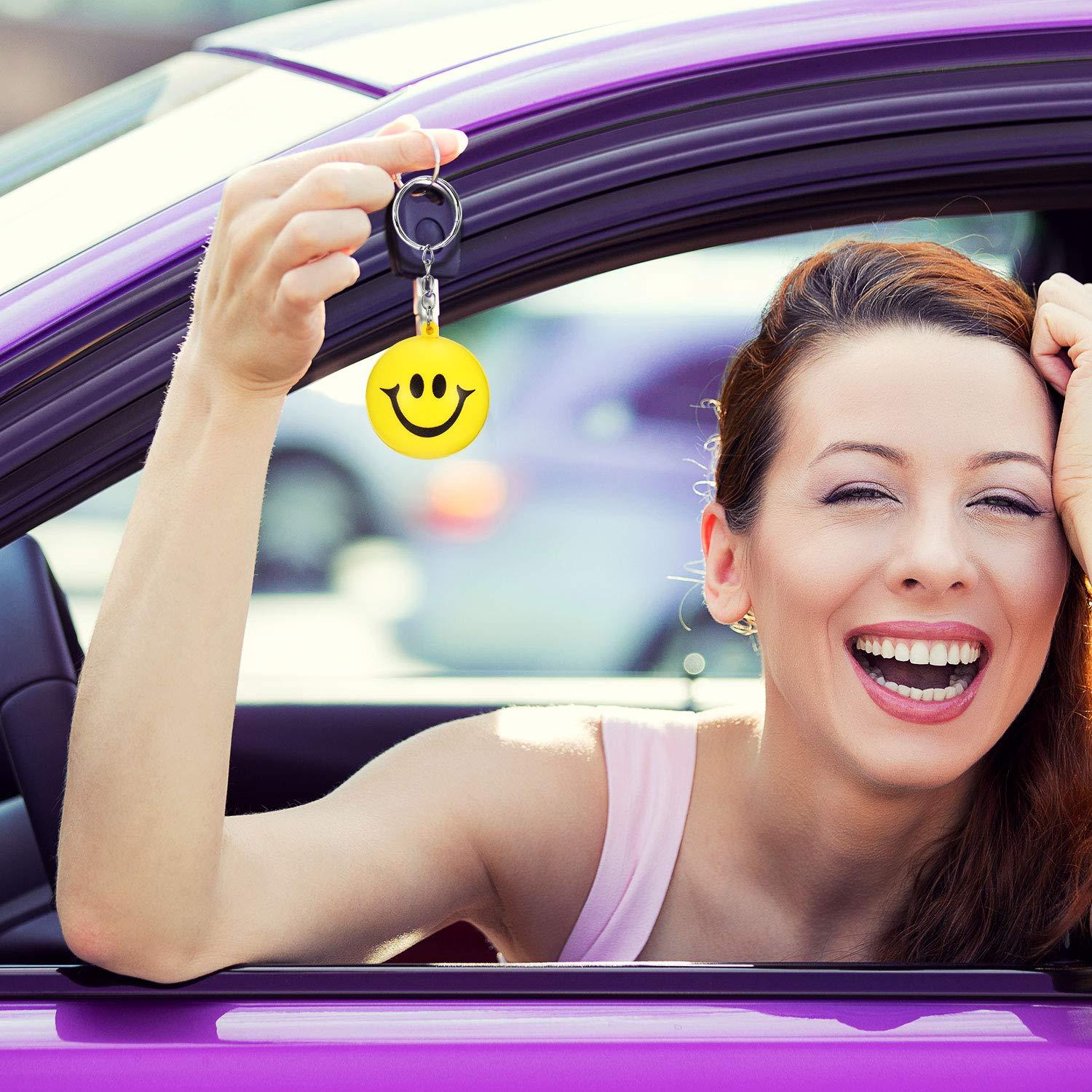 Blulu Blulu 20 Pack Smile Stress Balls Keychains Mini Foam Ball Keychains Yellow Funny Face Stress Balls Keychains for Party Favors, School Carnival Reward, Birthday Party Supplies, Goodie Bag Stuffers