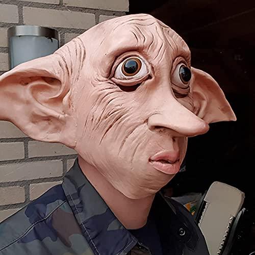 SANWENYU SANWENYU Halloween Goblin Mask Costume Prop, Cute Fairy Pixie Elf Ears Headgear Cosplay Decorations, Masquerade Mask Latex Full Head Overhead Anime Party Carnival Decoration Props