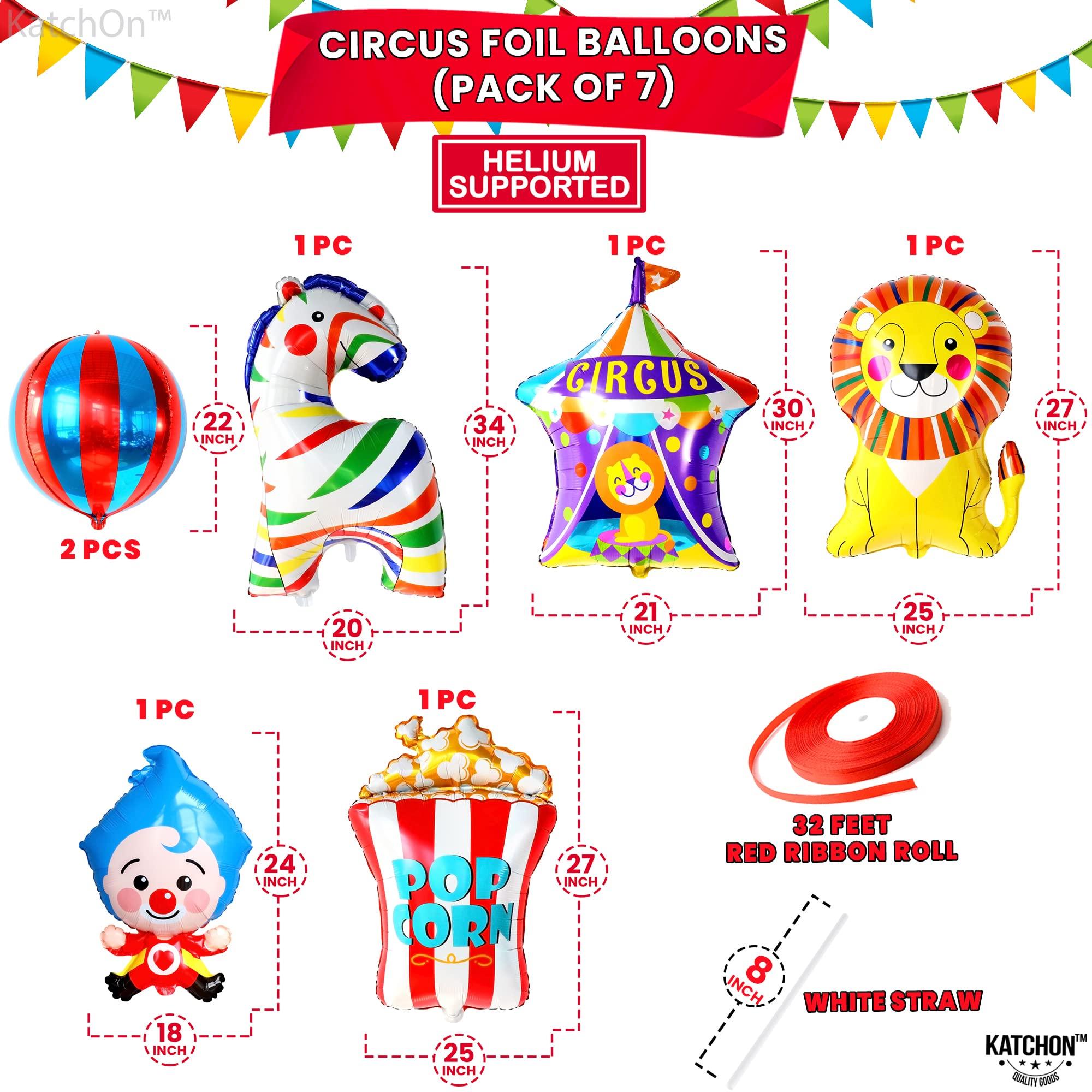 KatchOn Red and Blue Carnival Balloons - Pack of 6, Circus Decorations with Circus Balloons for Circus Party Decorations - Pack of 7 | Carnival Theme Party Decorations | Clown Balloons for Circus Decorations