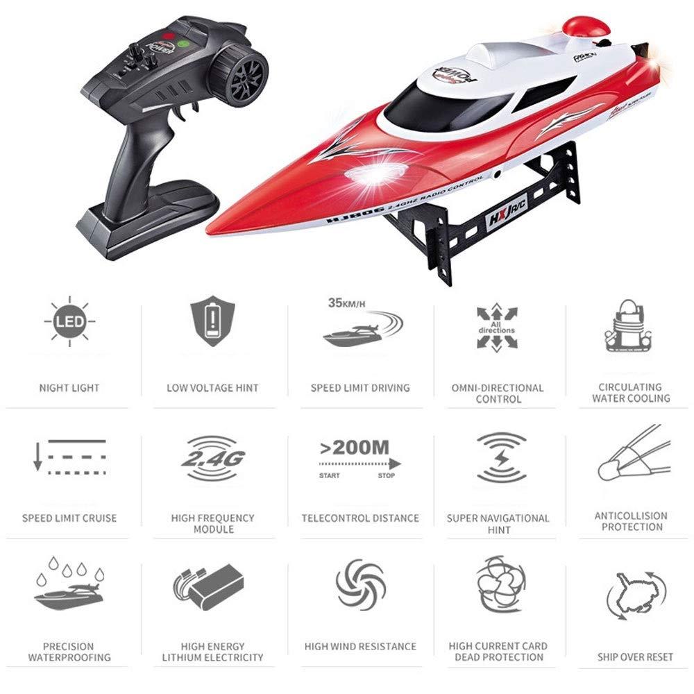 sfhdcfbswjnjdcbshf 2.4G Wireless Electric Remote Control Boat 35KM/H High-Speed RC Ship Circulating Water Cooling Super Navigation Prompt RC Speed Boat Swimming Pool Lake Children\'s Toys (Black)