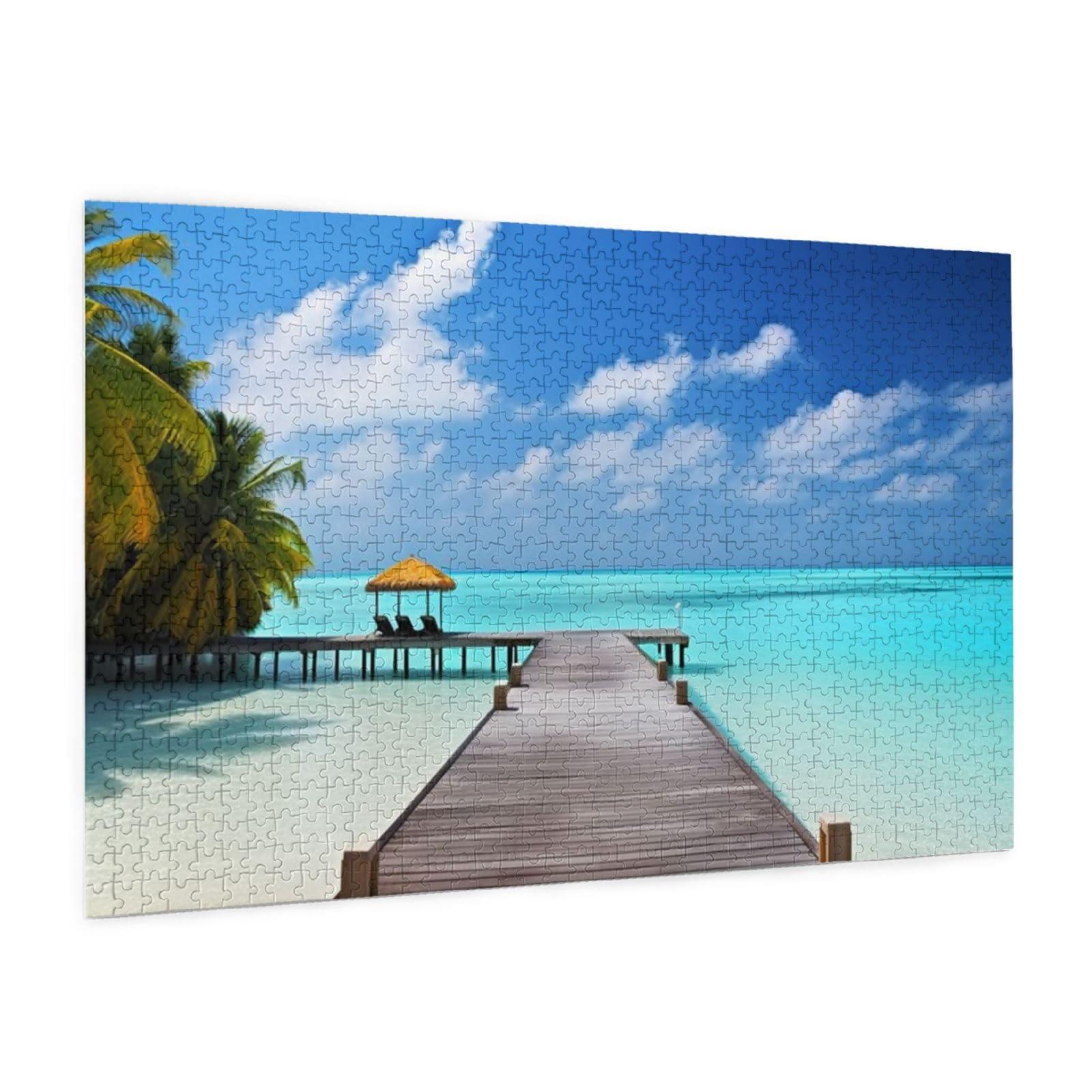 RLDOBOFE Maldives Holidays Puzzles Personalized Puzzle 1000 Pieces Jigsaw Puzzles from Photos Picture Puzzle for Adults Family (29.5\" x 19.7\")
