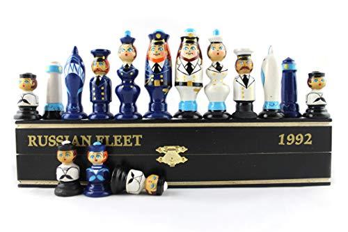 AEVVV Army Chess Set Navy - Russian Army Navy Chess Board and Hand Painted Pieces