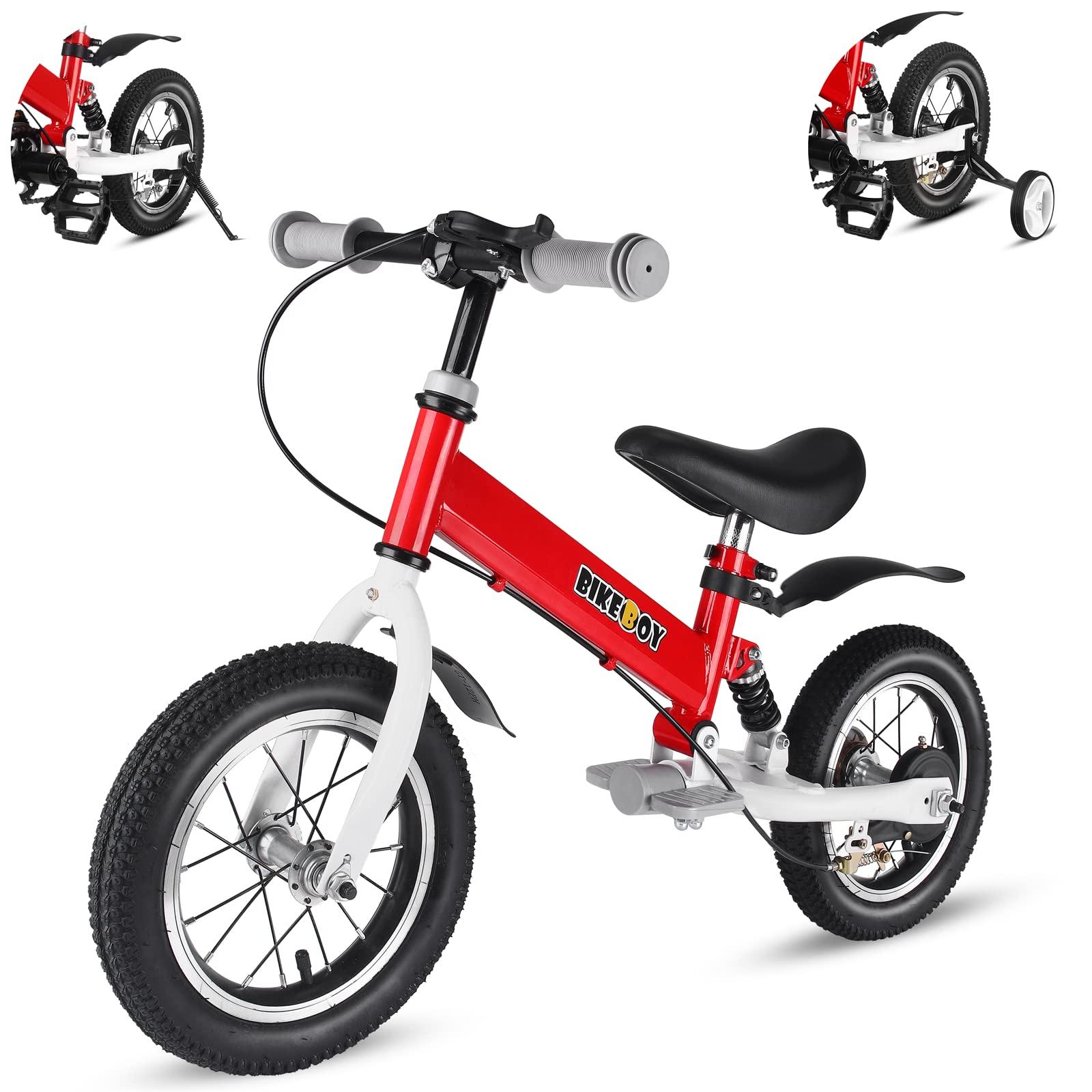 bikeboy bikeboy Balance Bike 2 in 1,The Dual Use of a Kids Balance Bike and Kids Bike,12 14 Inches for 2-6 Years Old,with Shock Absorbers, Fenders, Pedals, Auxiliary Wheels