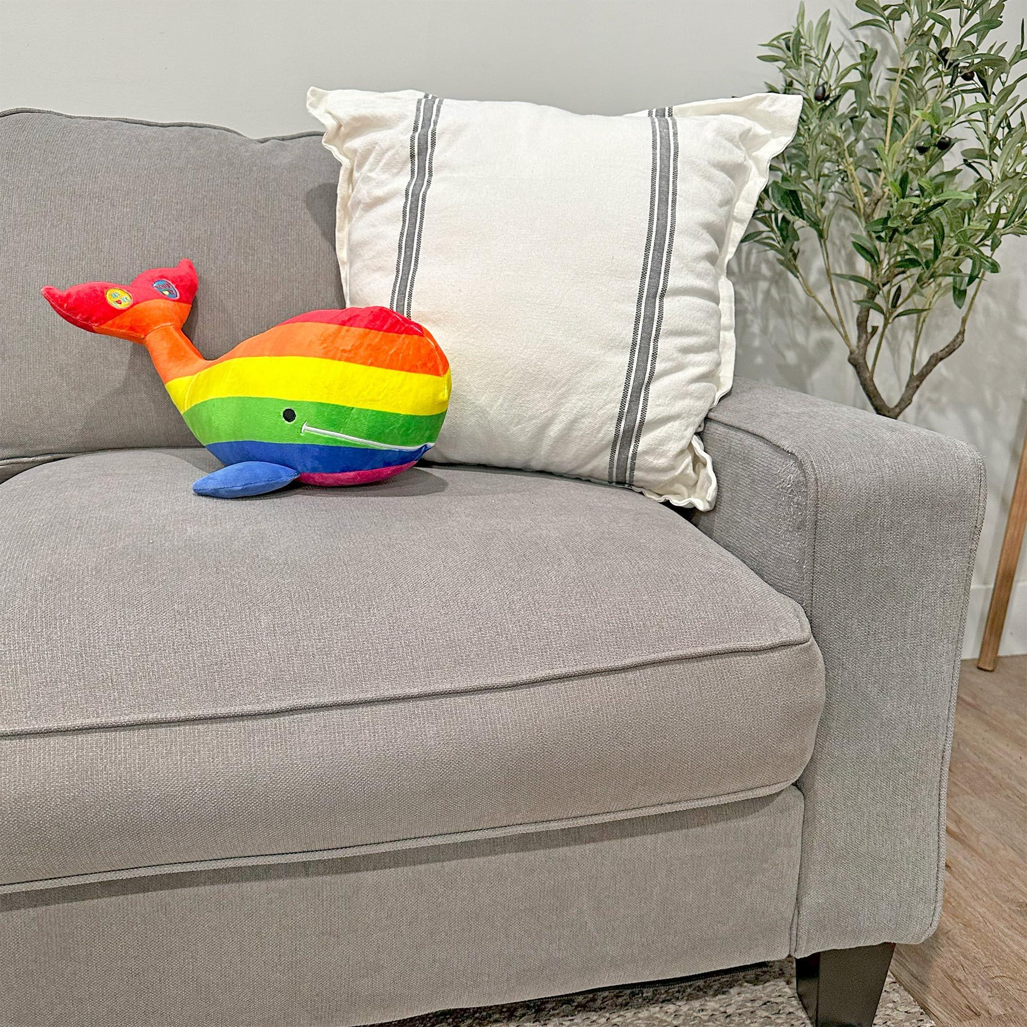 Attatoy Attatoy Bubbles The Homosexuwhale Talking Plush; Stuffed Whale Interactive Gay Pride Toy