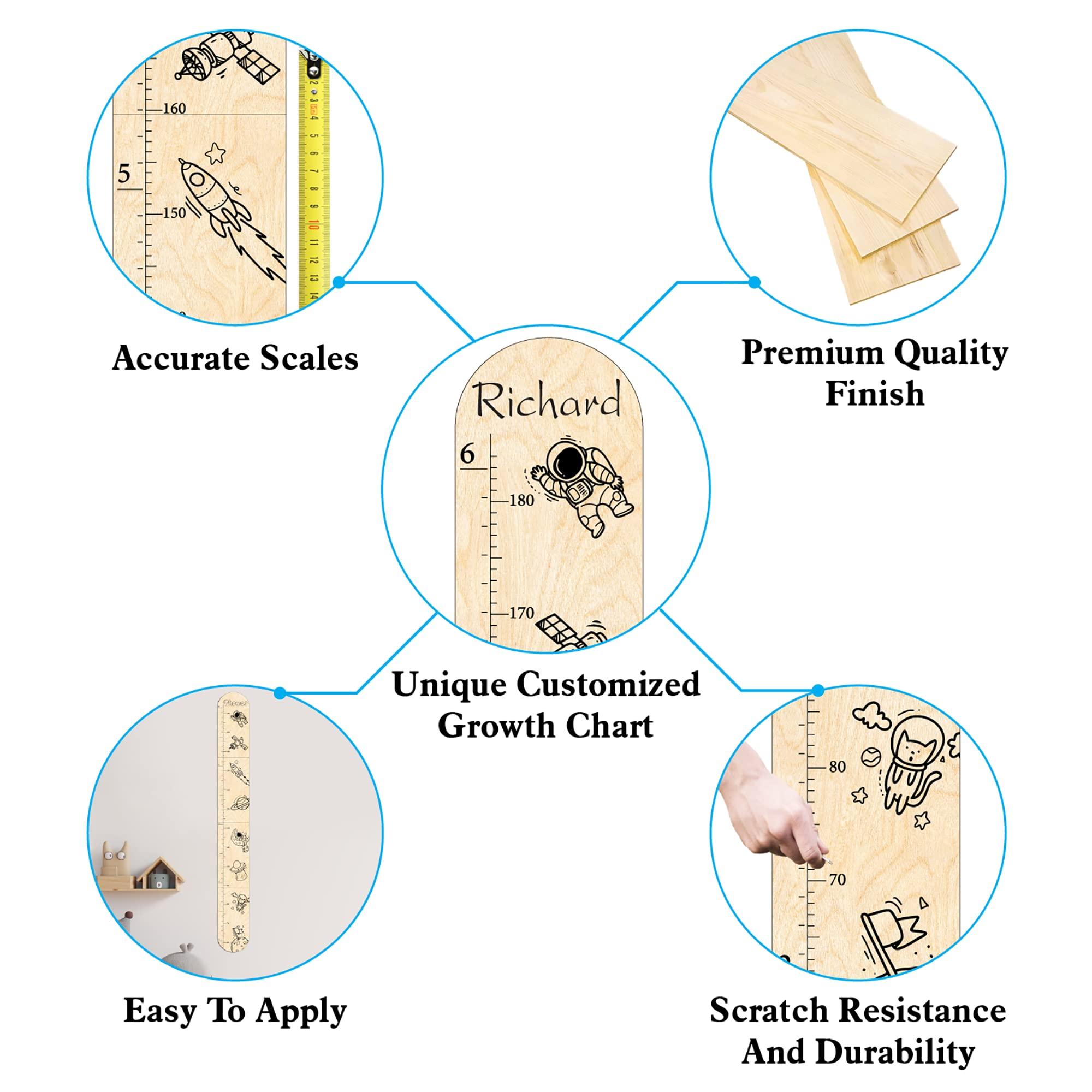 TAINGAVN Custom Growth Chart Boys, Personalized Growth Chart for Baby, Printing Cute Mermaids and Sea Life Measuring for Kids Height, Kids Growth Chart Wall for Boys, Toddler Measuring Chart Wall