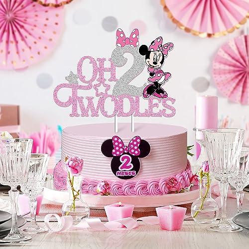 Mouse Oh Twodles Cake Topper for Girls, Pink ChicRosa