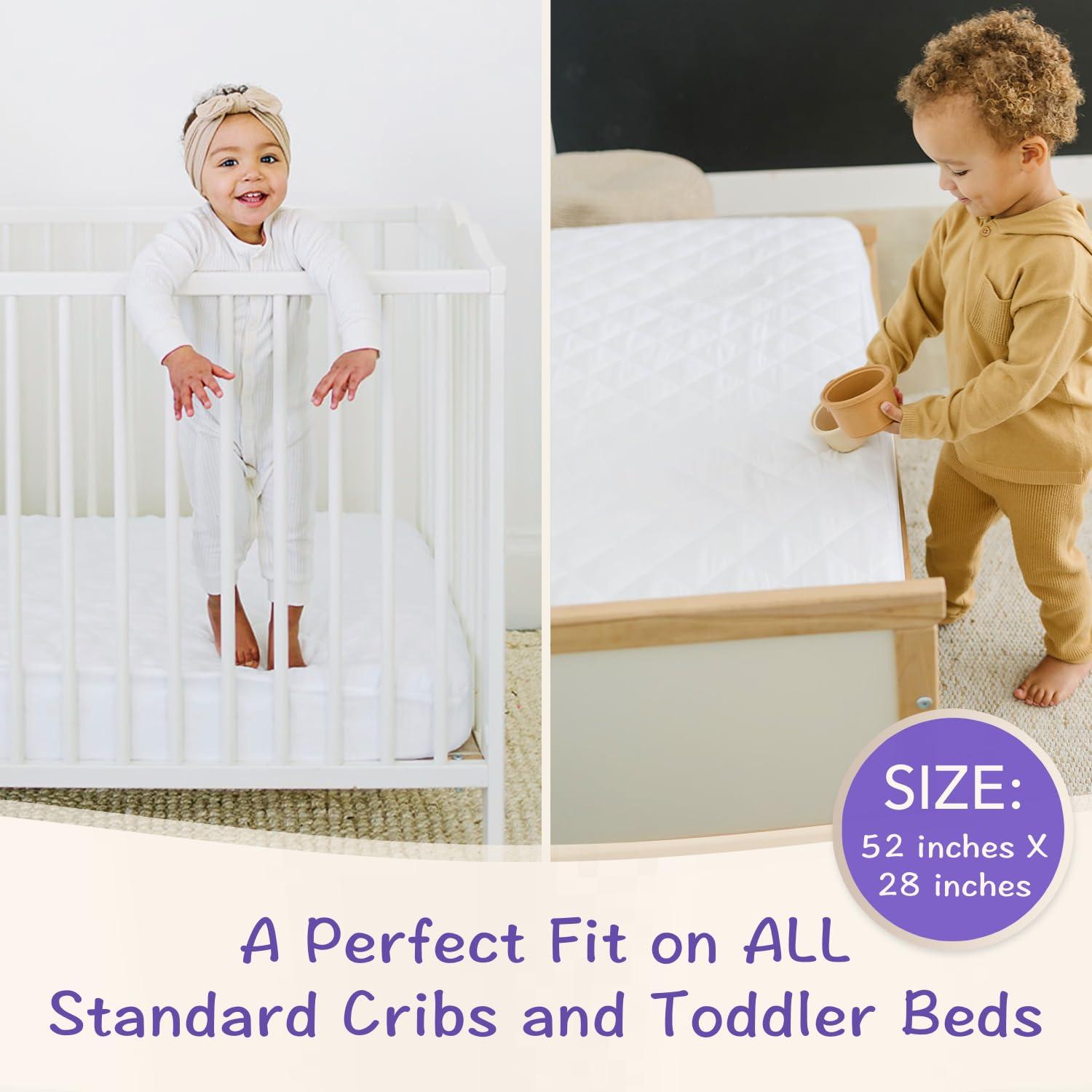 Little One\'s Pad Crib Mattress Protector Pad - Waterproof & Noiseless, Ultra-Soft Breathable Mattress Cover for Baby Cribs and Toddler Beds, Highly Absorbent Fitted and Dryer Safe