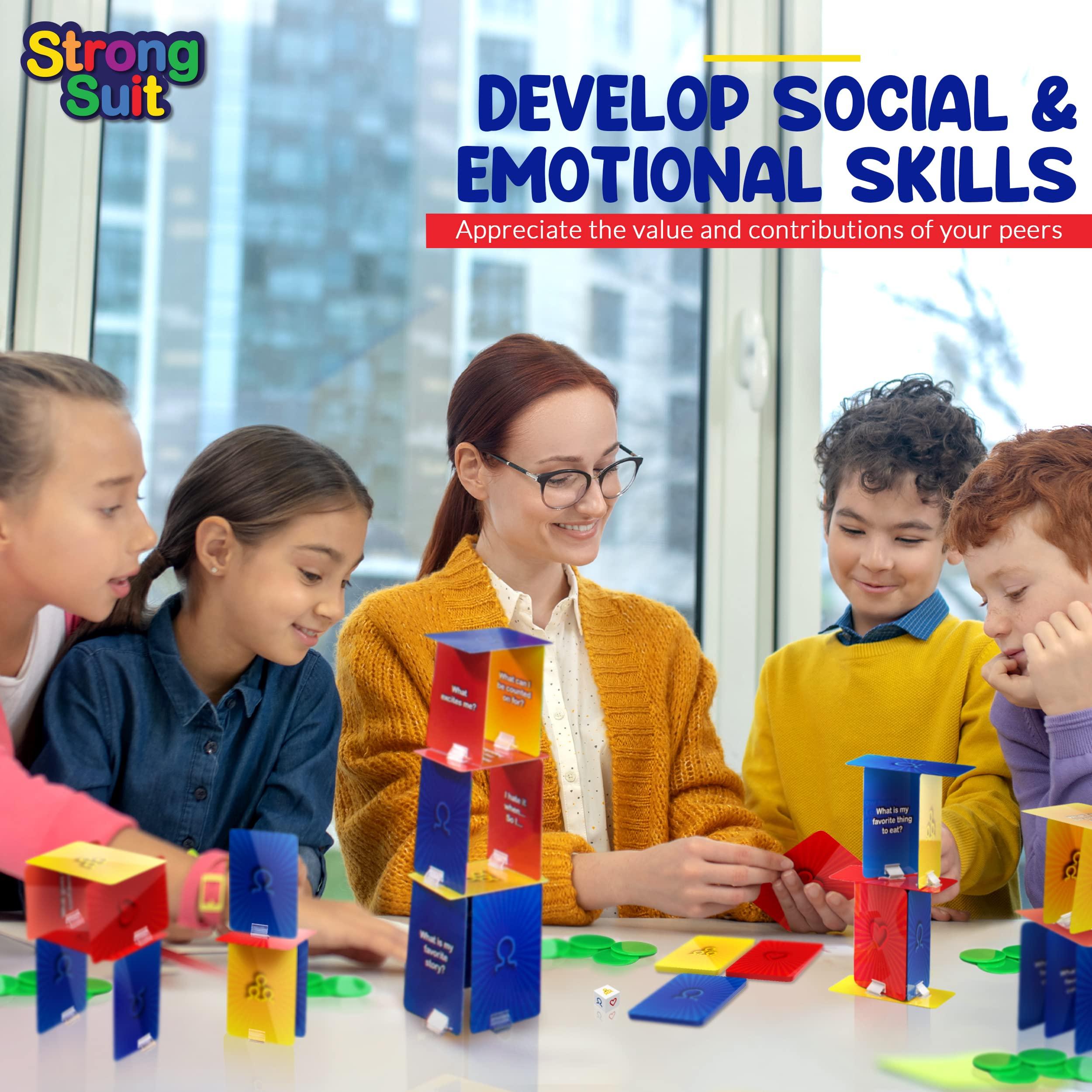 StrongSuit StrongSuit -The Tower of Self Esteem, Therapy Games for Kids & Counseling Games | CBT Play Therapy Tools to Boost Social Skills, Emotion Regulation, Mindfulness - for Therapists, Counselors, Parents