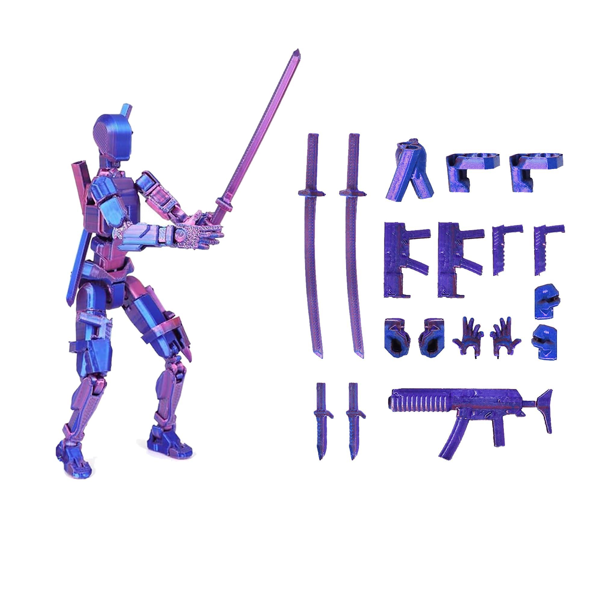 ChasmoHJP240125002 Fifth Generation T13 Action Figure 1 Pack, 3D Printed Human Body Model, Lucky 13 Action Figure,Multi-Joint Movable Robot, PVC Model Full Body Mobile Robot Desktop Decoration