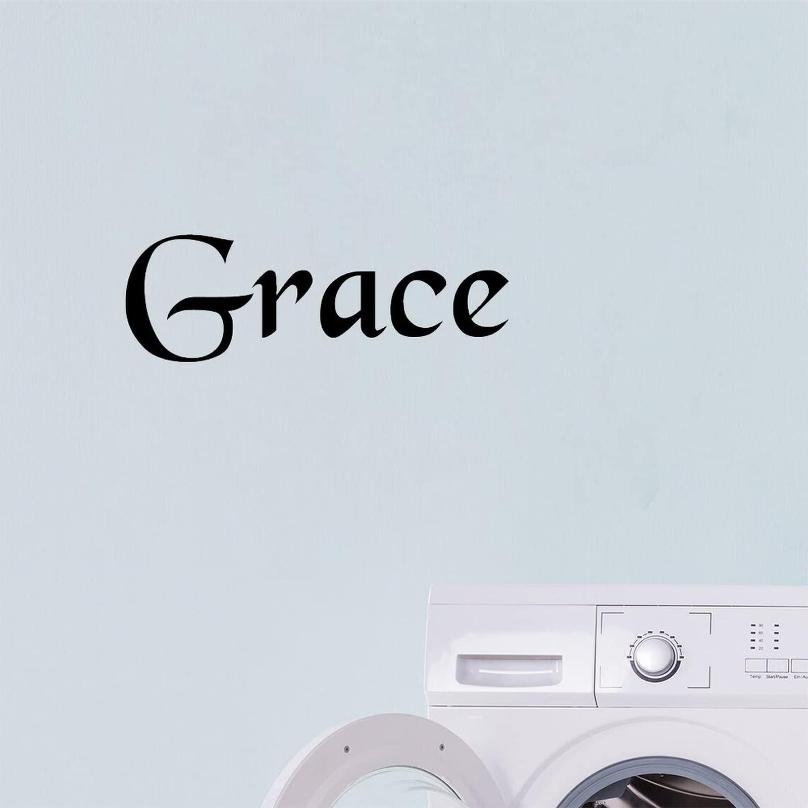 lutieger Grace Christian Gifts Wall Stickers Black for Nursery Decor Kids Boy Girl Living Room Bedroom Wall Decor Vinyl Removable Peel and Stick Weather-Resistant Personalized Christmas Gifts