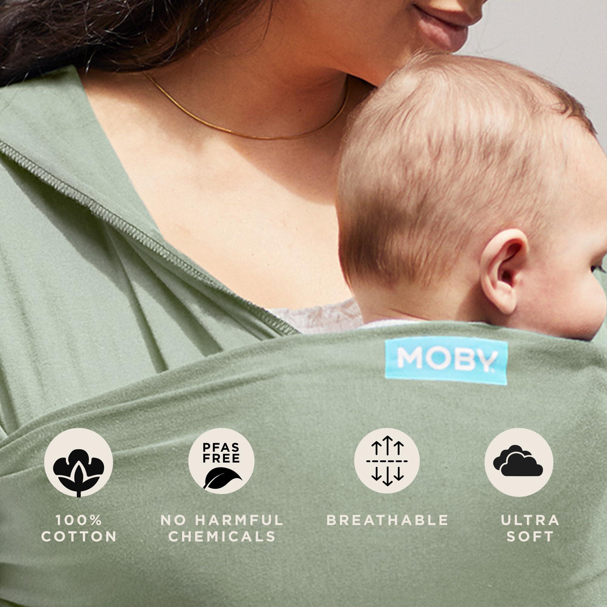 Moby Moby Baby Wrap Carrier Classic for Newborns to Toddlers (8-33lbs), Infant Sling Carrier, Lightweight & Hands Free Design, Adjustable for All Body Types (Pear)