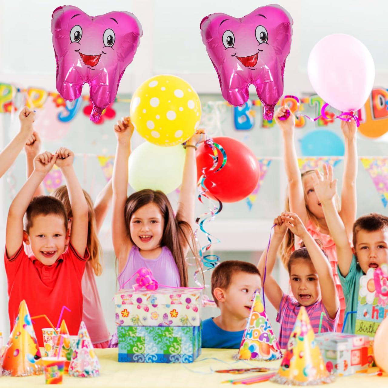 Zerodeko Zerodeko Tooth Shaped Balloons, 4pcs Teeth Themed Balloons Tooth Inflatable Balloons Baby Shower Balloons for Tooth Themed Birthday Party Decorations Rosy