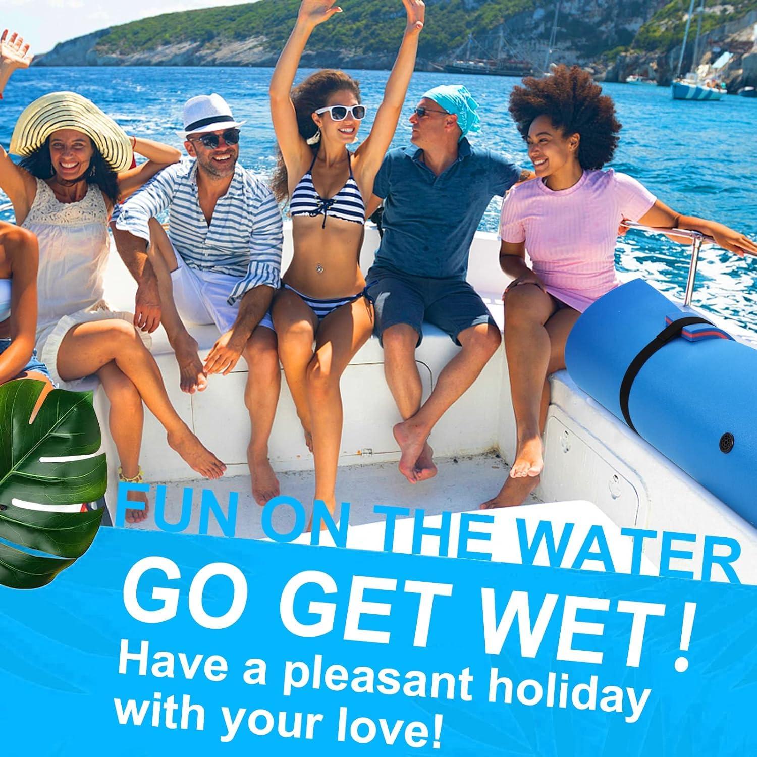 OUTROAD OUTDOOR CAMPING GARDEN PATIO Outroad 6FT Floating Water Pad Mat, 3 Layers XPE Foam Lily Pad for Beach, Ocean, Lake, Roll-Up Floating Island for Water Recreation and Relaxing, Blue