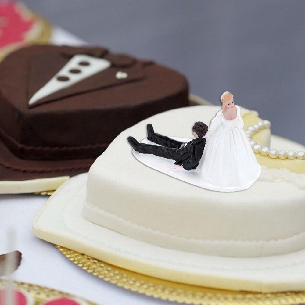 Ailgely Ailgely Bride Dragging Groom Cake Topper,Funny Wedding Cake Toppers Bride and Groom,Figurine Wedding Cake Topper Romantic Wedding Party Decoration Adorable Gift