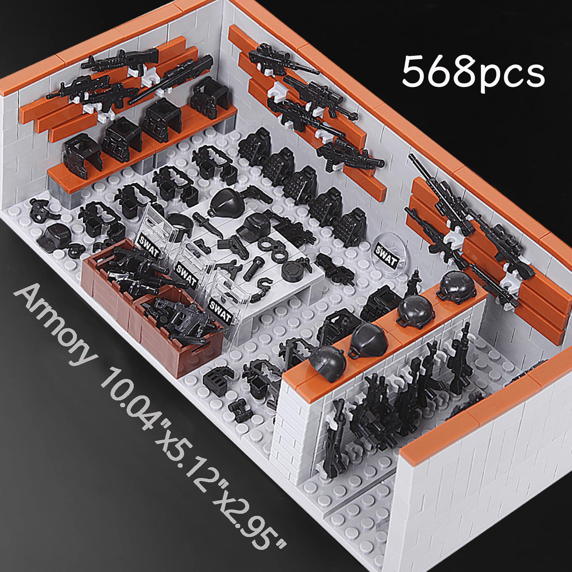 FANLANTEE Military Base Army Base Building Blocks Sets WW2 Battle Brick Armory Swat Team Weapons Pack Toys Compatible with Major Brands Bricks(568 Pcs)