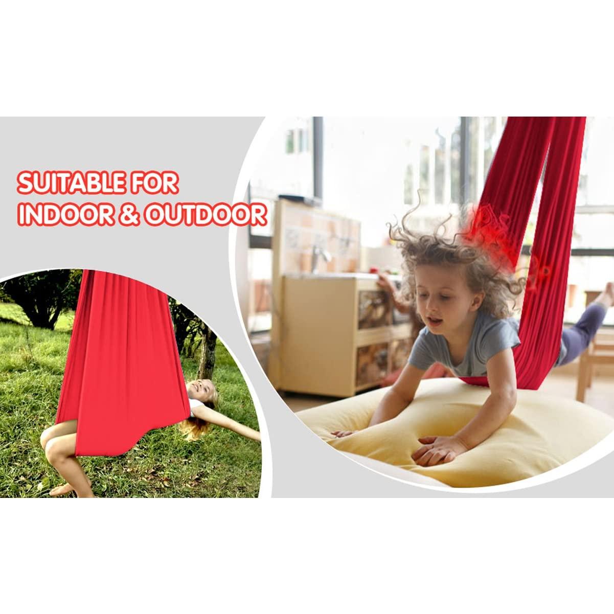 BSFHQS BSFHQS Sensory Swing for Kids Therapy Swing for Adults Indoor Soothing Cuddle Hammock Durable Fabric Elastic Snuggle Swing Adjustable Aerial Yoga Hanging Seat Calming Effect