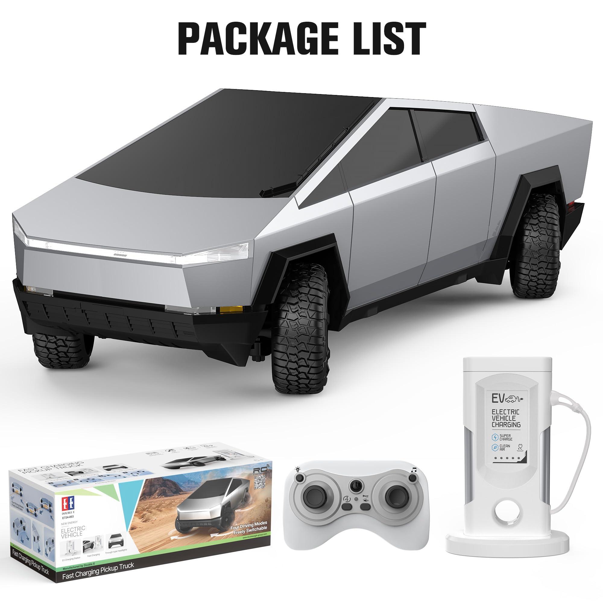 DOUBLE E DOUBLE E 1:16 RC Car New Energy Remote Control Cybertruck Toy 4WD Cybertruck Remote Control Toy Vehicle with Lights & Sound Christmas Birthday Gift for 6 7 8+ Year Old Boys Girls