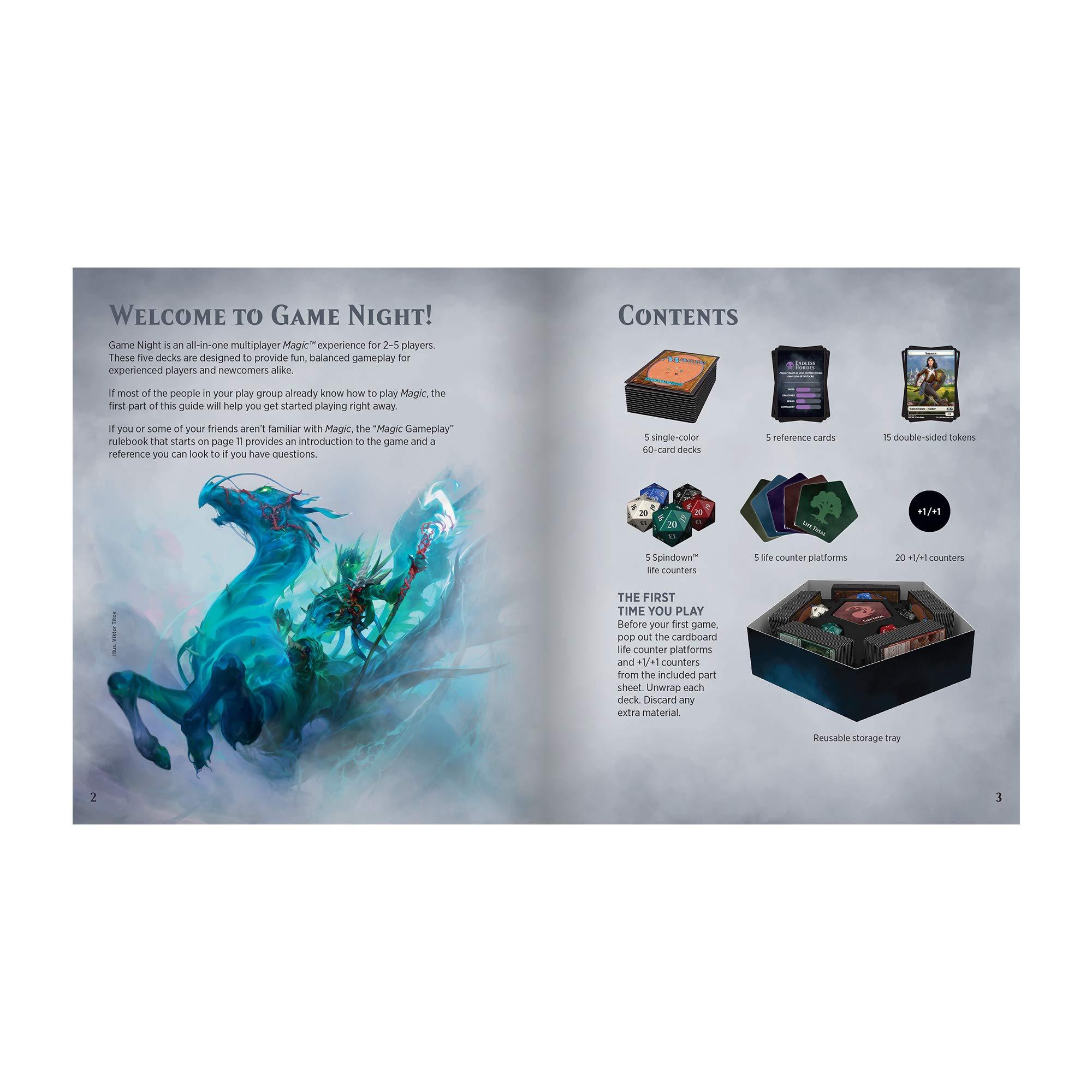 Magic The Gathering Magic: The Gathering Magic Game Night 2019 | Card Game For 2–5 Players | 5 Decks | 5 Dice | Accessories