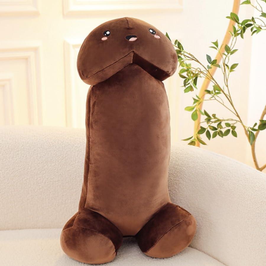 PeePee Pillow PeePee Pillow, The Big PeePee Plush Phallic Novelty Cuddle Pillow, Peach or Brown (Brown, 11.8in (30cm))