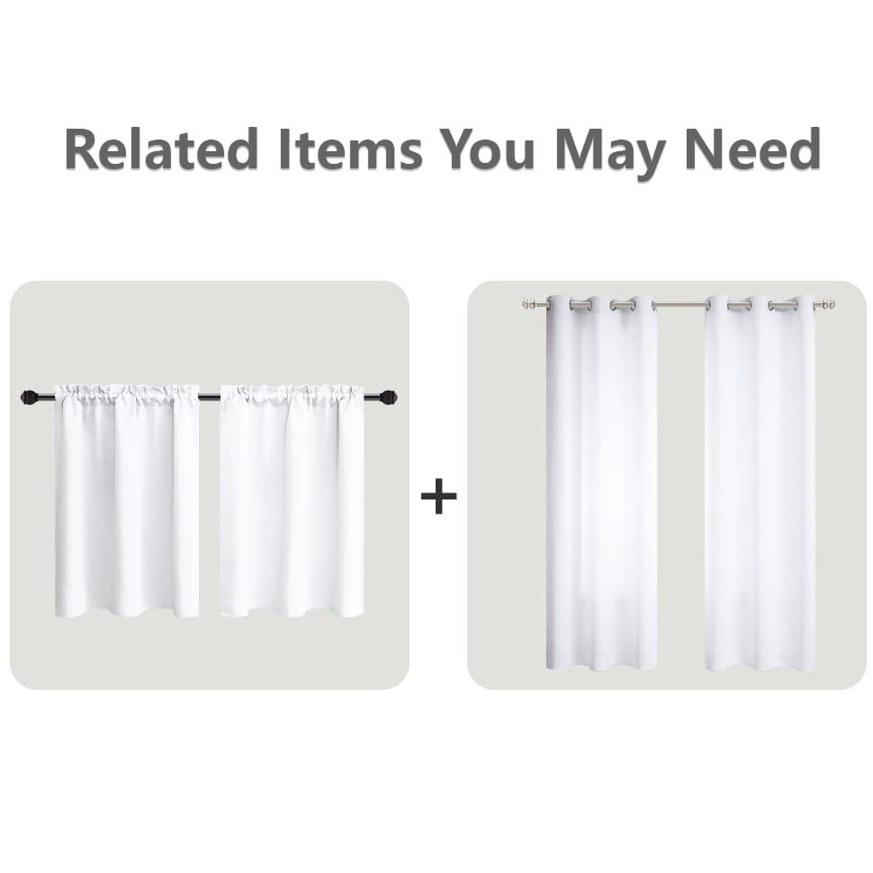 Mrs.Naturall Mrs.Naturall Small Window Curtains for Bedroom 2 Panels Set 45 in Long White Room Darkening Thermal Insulated Light Blocking Short Blackout Curtains for Bathroom Nursery 45 Inch Length