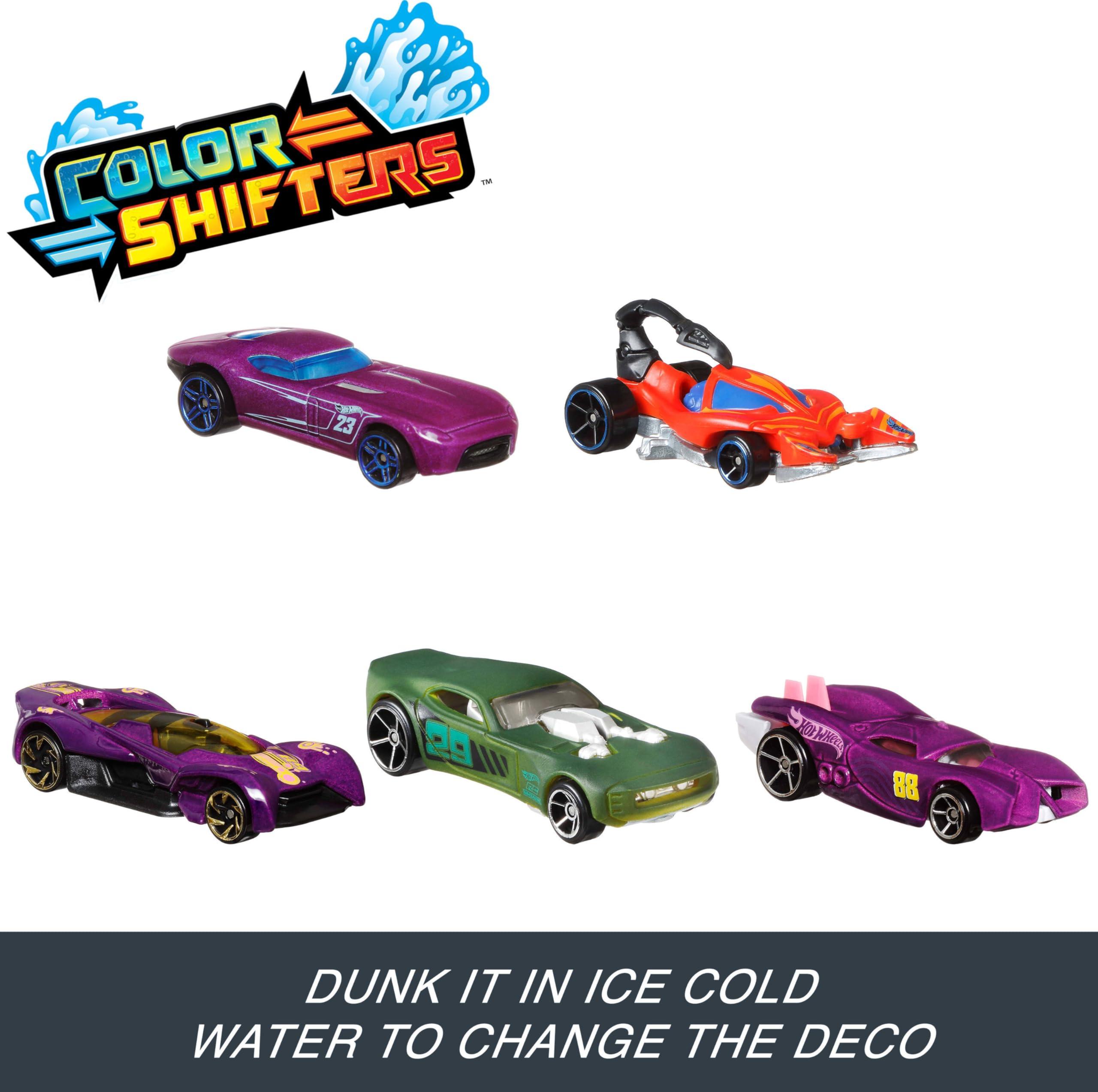 Hot Wheels Hot Wheels Color Shifters Toy Cars 5-Pack, Set of 5 1:64 Scale Vehicles that Change Color in Cold or Warm Water (Styles May Vary) (Amazon Exclusive)