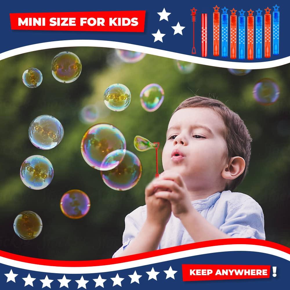 VKTEN VKTEN 32Pcs 4th of July Mini Bubble Wands Patriotic Red White Blue Bubbles for Kids, Independence Day Party Favors Patriotic Decorations