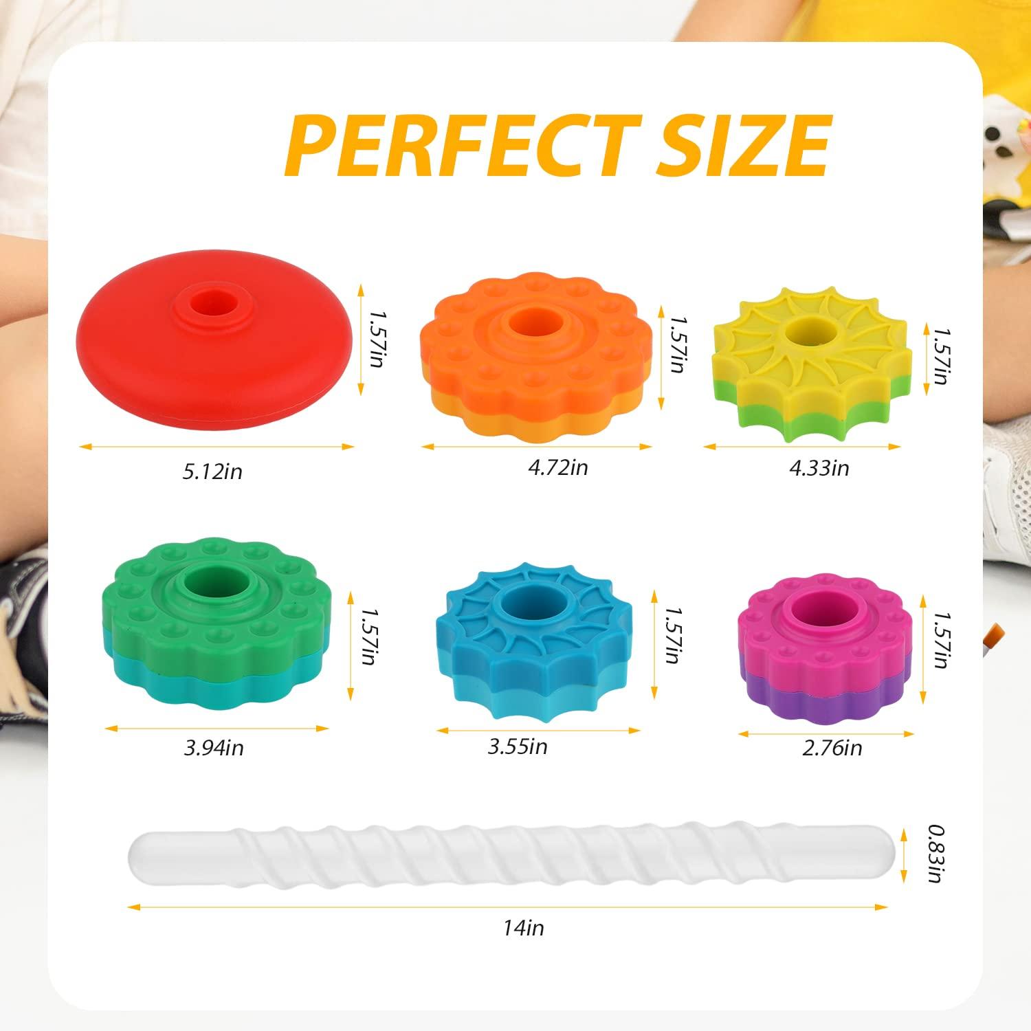 TOYMIS Spinning Stacking Toys, Rainbow Tower Stacker Interesting Rainbow Spinning Wheel Toy BPA Free Early Education Kids Brain Development Toys Family Games for 12 Months +, Develop Cognition Ability