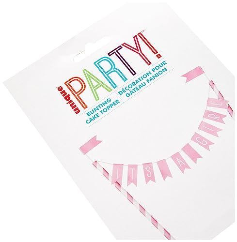 Unique Pink \"IT\'S A GIRL\" Bunting Cake Topper (1 Pc) - Perfect for Girl\'s Baby Shower Event