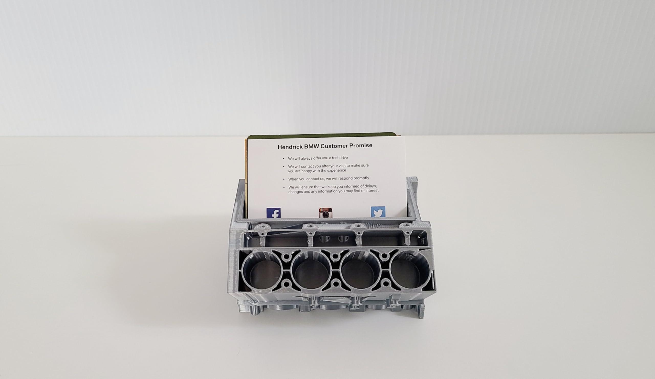 Generic V8 Business Card Holder Desk, Office Desk Accessories For Men, Desk Decor For Men Mechanic Gift For Men, Car Accessories For Men, Mini V8 Engine, V8 Engine Model Kit (Shiny Silver)