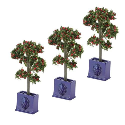 VGEBY VGEBY Dollhouse Fruit Trees 3PCS Miniature Dollhouse Plants Artificial Fruit Tree Model for 1:12 Scale Dollhouse Decoration