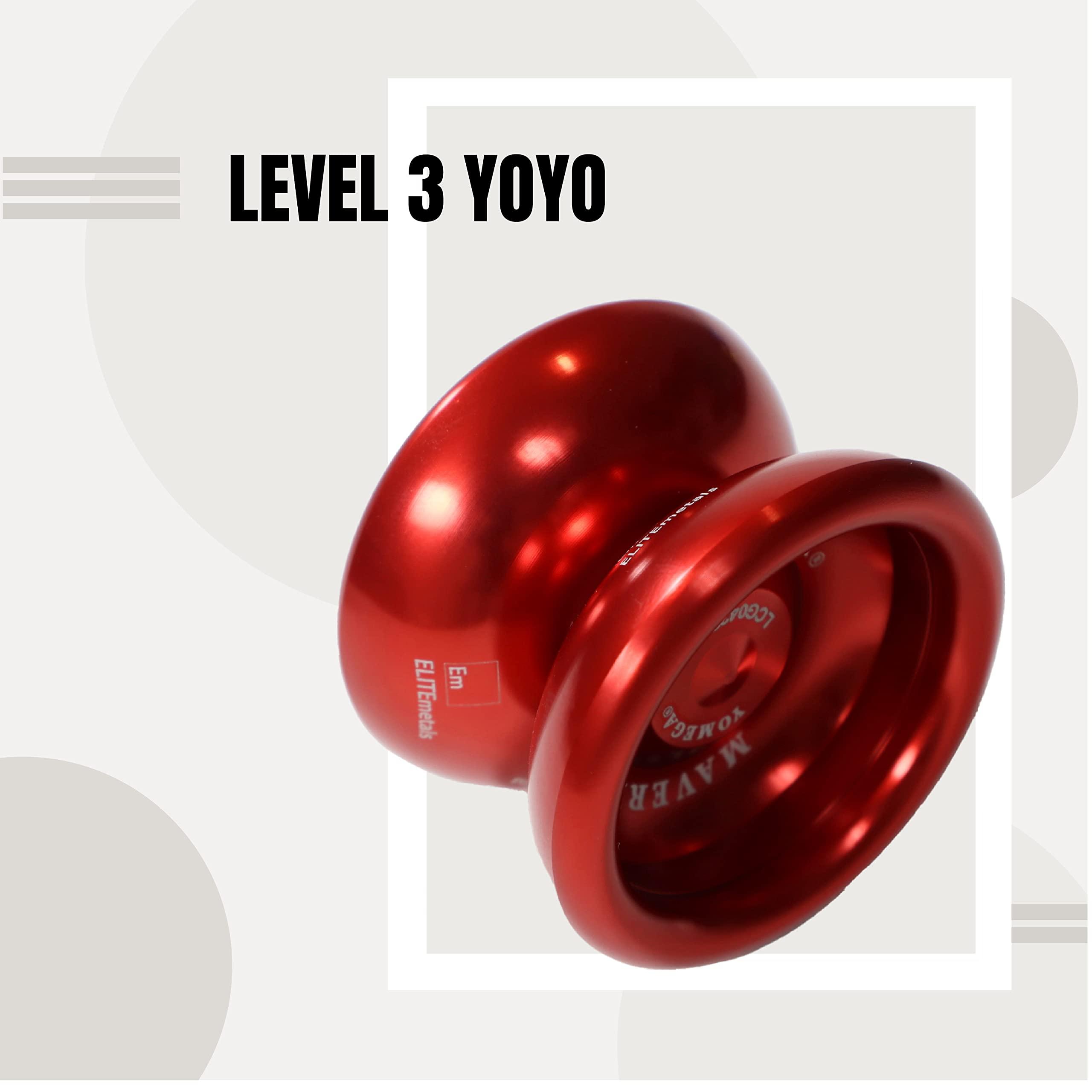 Yomega Yomega Maverick - Professional Aluminum Metal Yoyo for Kids and Beginners with C Size Ball Bearing for Advanced yo yo Tricks and Responsive Return + Extra 5 Strings & 3 Month Warranty (Red)