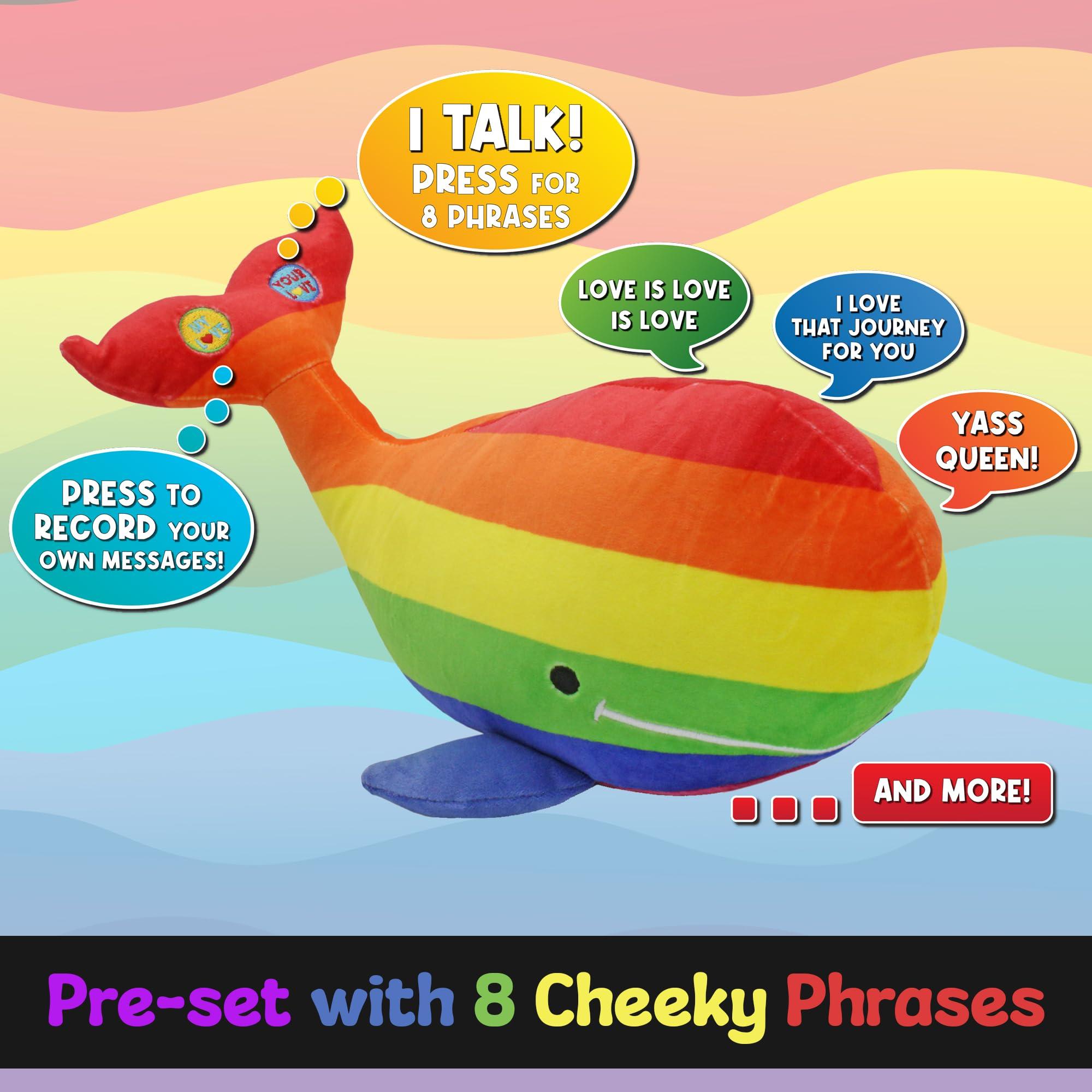 Attatoy Attatoy Bubbles The Homosexuwhale Talking Plush; Stuffed Whale Interactive Gay Pride Toy