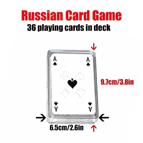 MPlast Russian Classic Durak Card Game 36 Playing Cards in Deck with Plastic Case