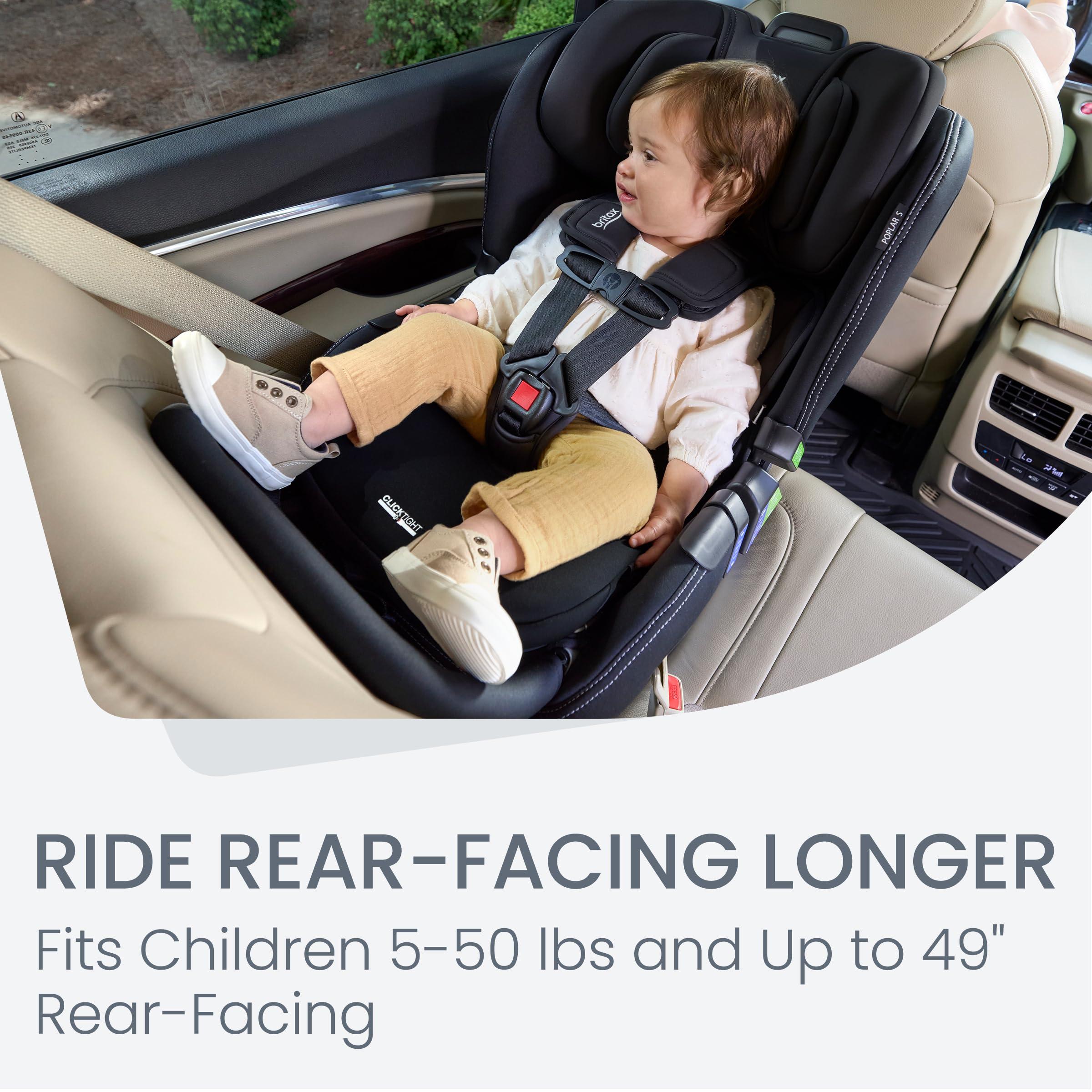 BRITAX Britax Poplar S Convertible Car Seat, 2-in-1 Car Seat with Slim 17-Inch Design, ClickTight Technology, Onyx