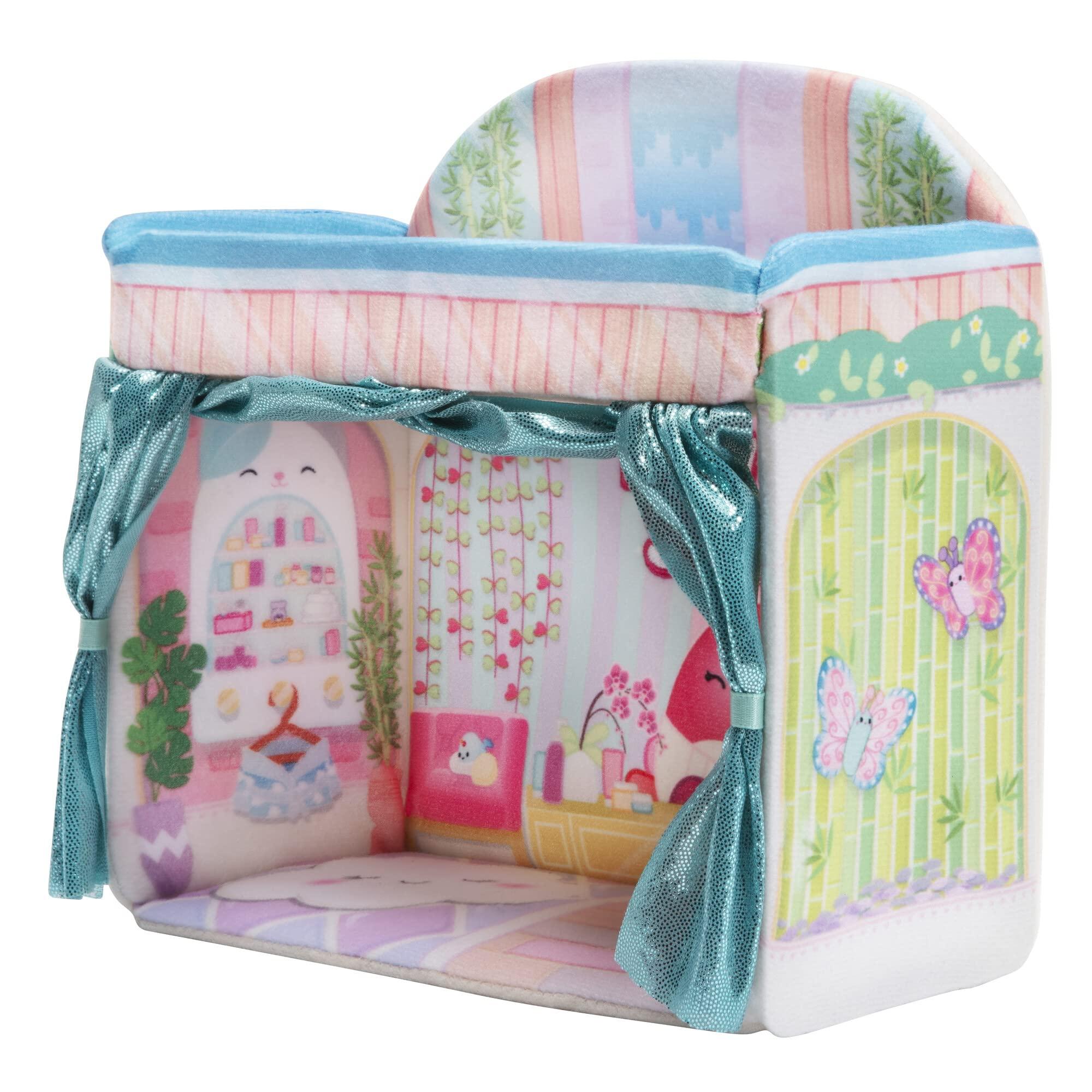 Squishville Squishville by Original Squishmallows Deluxe Day Spa Playscene - Include 2-Inch Duchess The Pink Deer, Towel Wrap, Face Mask, Basin & Lounge Chair - Toys for Kids