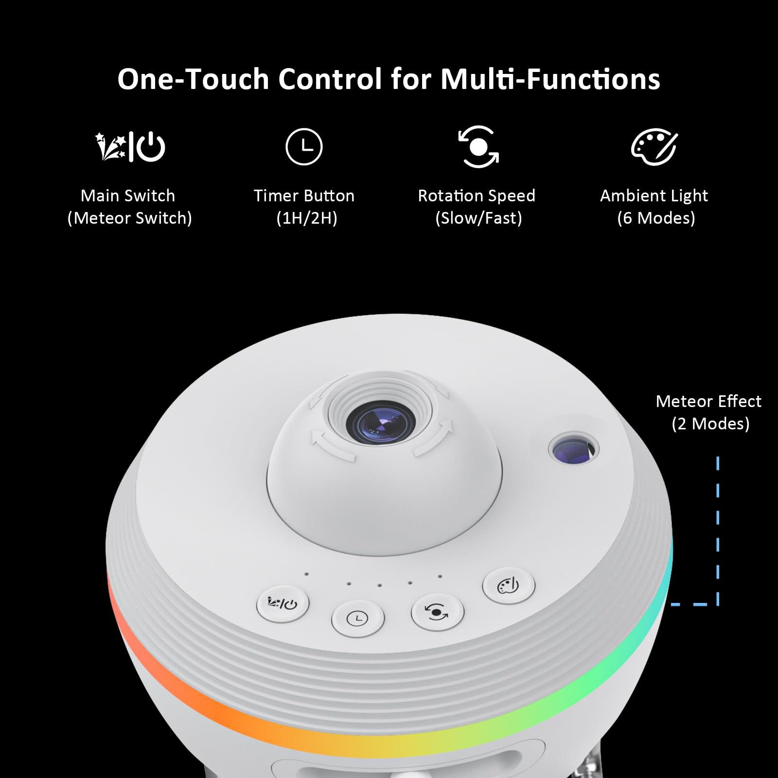 Ainael Ainael Galaxy Projector, Star Projector Planetarium Night Light Lamp Ceiling Space Starry Sky Projector with Light Strip Meteor and Galaxy Projector for Kids Bedroom Birthday Christmas Gift (White)