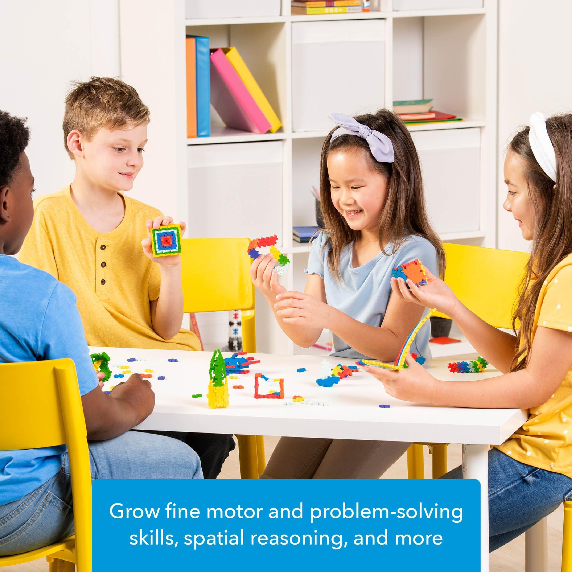 PLUS PLUS PLUS PLUS - Open Play Set - 600 Piece - Basic Color Mix, Construction Building Stem Toy, Interlocking Mini Puzzle Blocks for Kids