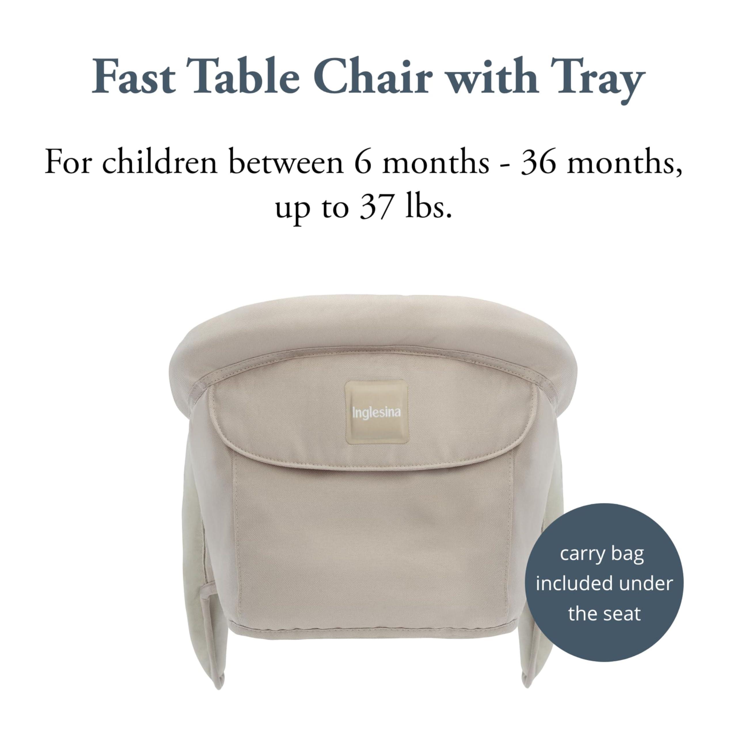 Inglesina Inglesina Fast Table Chair - Cream + Fast Dining Tray - Portable High Chair for Baby & Toddlers, Infant 6-36 Months - Fits Tables 0.8'' to 3.5'' - Collapsible and Compact Design - Carry Bag Included