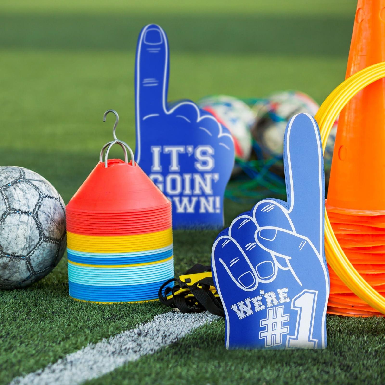 Okuna Outpost Okuna Outpost 2 Pack Blue Foam Fingers #1, It\'s Goin\' Down for Sports Fan Accessories, Cheering, Party Favors, 17.5 Inch Giant Foam Hand