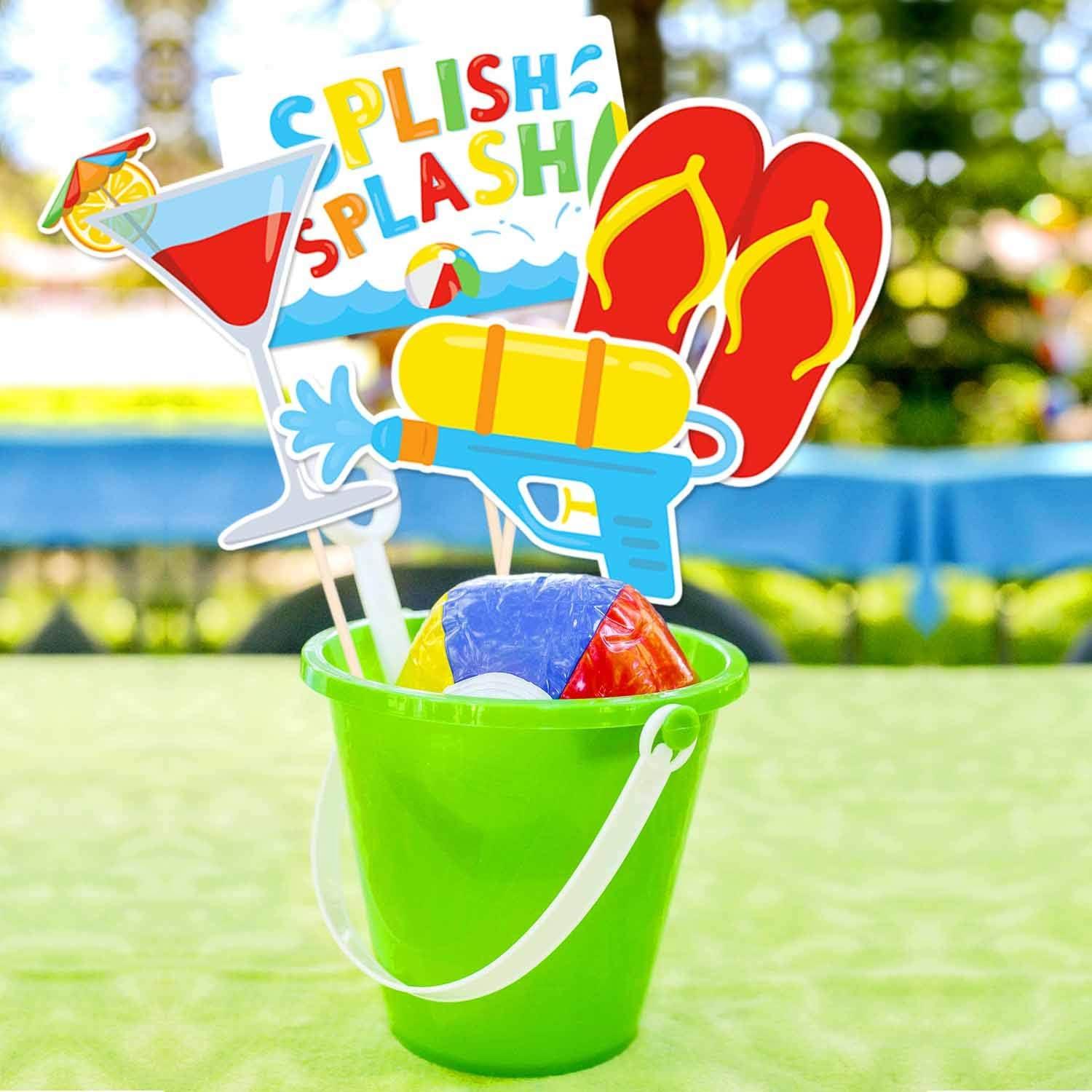 Bessmoso Bessmoso 24Pack Beach Ball Birthday Party Centerpiece Sticks Table Toppers, Splish Splash Party Decorations, Summer Beach Ball Party Favor Pool Party Supplies